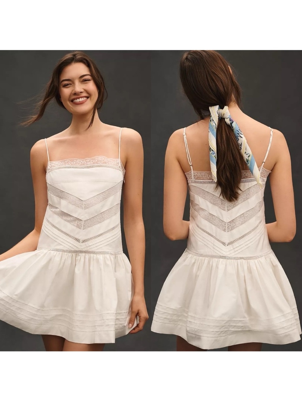 Maeve Cream Casual Top with Tag Detail